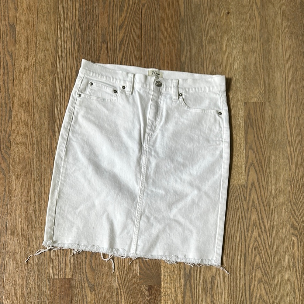 J. Crew White Pencil Skirt Knee-Length Casual J(18)